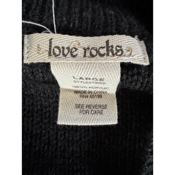 Love Rocks Womens Large Gray Acrylic Shawl Collar Button Cardigan Sweater - Picture 5 of 16